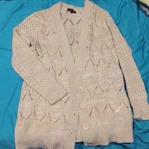 Crochet Cardigan tan and white